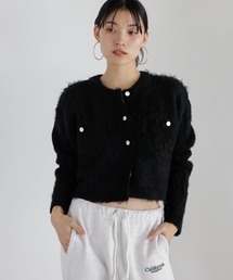 ENC | gold button mini pocket cardigan / 金釦ミニポケットシャギーカーディガン(カーディガン/ボレロ)