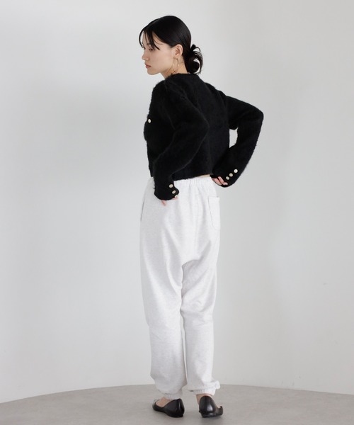 ENC（エンク）の「gold button mini pocket cardigan / 金釦ミニポケットシャギーカーディガン（カーディガン/ボレロ・レディース・ブラック/アイボリー/ダークブラウン・FREE）」の18枚目の写真