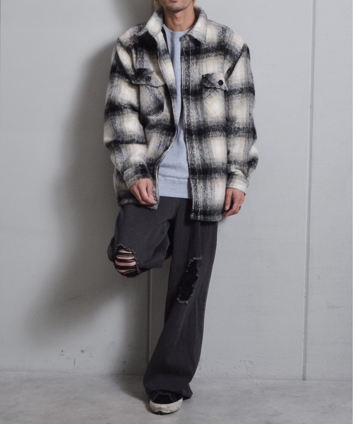 DOUBLE STEAL(ダブルスティール)の「起毛オンブレチェックCPOジャケット(その他アウター・メンズ・ブルー/ブラック・LARGE/MEDIUM)」の12枚目の写真