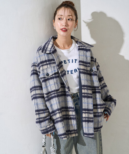 セール】限定展開 チェック シャギー シャツ アウター（その他アウター