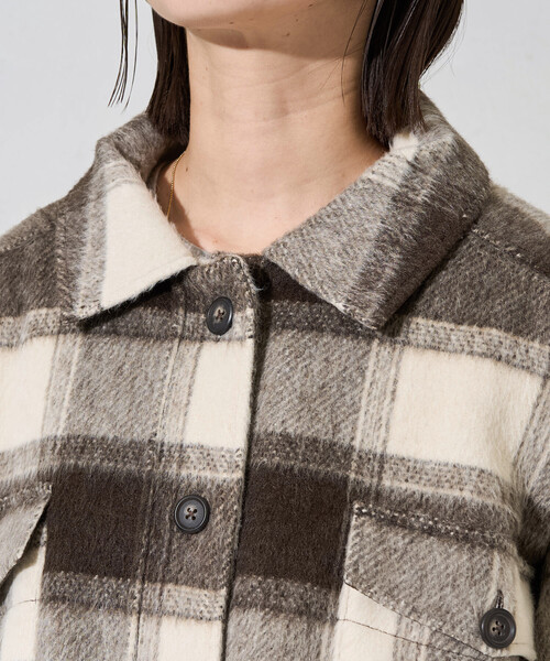 限定展開 チェック シャギー シャツ アウター（その他アウター