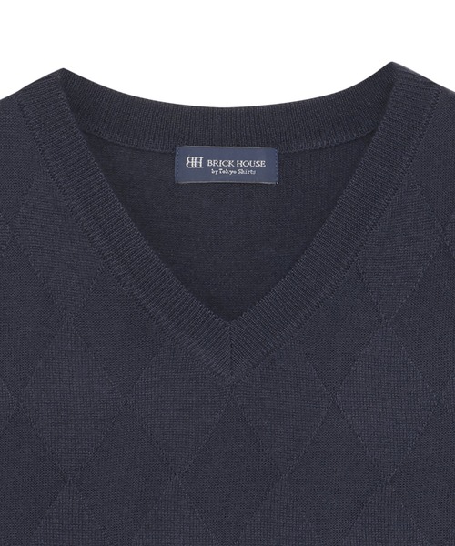 BRICK HOUSE by TOKYO SHIRT(ブリックハウス)の「ダイヤ柄 ニットベスト(ベスト・メンズ・チャコール/ネイビー・LL/M/L/XL)」の9枚目の写真
