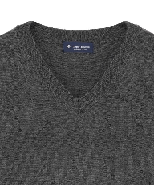 BRICK HOUSE by TOKYO SHIRT(ブリックハウス)の「ダイヤ柄 ニットベスト(ベスト・メンズ・チャコール/ネイビー・LL/M/L/XL)」の3枚目の写真
