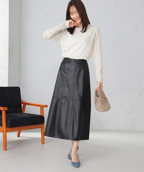 GALLORIA（ギャローリア）の「フェイクレザーセミフレアスカート（スカート・レディース・ブラック/ブラウン・L/M/S/LL）」の8枚目の写真