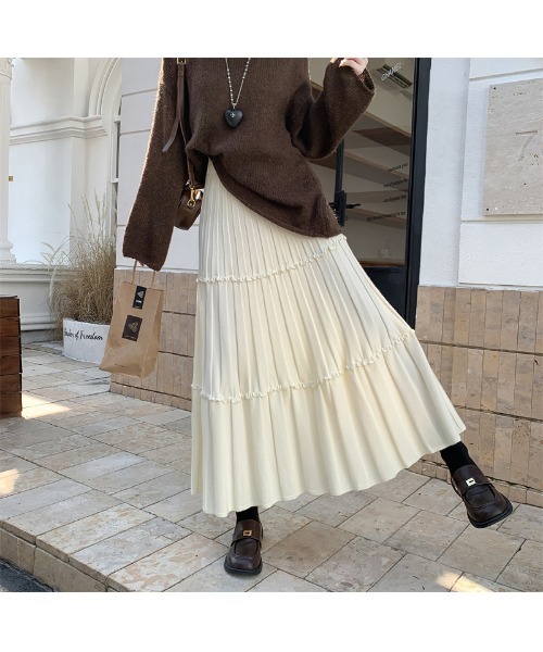 Doula Doula(ドゥーラドゥーラ)の「切り替えフレアニットスカート(スカート・レディース・アイボリー/ブラック/グレー・FREE)」の7枚目の写真