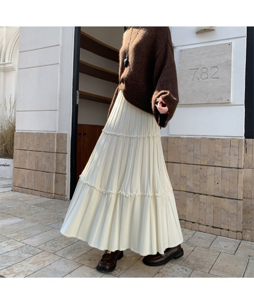 Doula Doula(ドゥーラドゥーラ)の「切り替えフレアニットスカート(スカート・レディース・アイボリー/ブラック/グレー・FREE)」の17枚目の写真