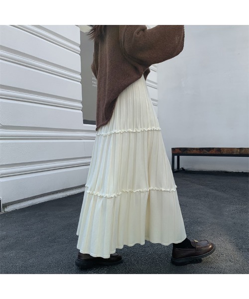 Doula Doula(ドゥーラドゥーラ)の「切り替えフレアニットスカート(スカート・レディース・アイボリー/ブラック/グレー・FREE)」の15枚目の写真