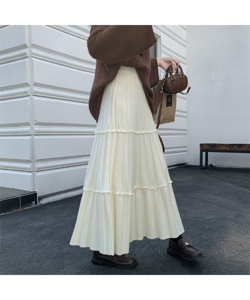 Doula Doula(ドゥーラドゥーラ)の「切り替えフレアニットスカート(スカート・レディース・アイボリー/ブラック/グレー・FREE)」の14枚目の写真
