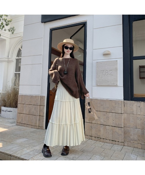 Doula Doula(ドゥーラドゥーラ)の「切り替えフレアニットスカート(スカート・レディース・アイボリー/ブラック/グレー・FREE)」の5枚目の写真