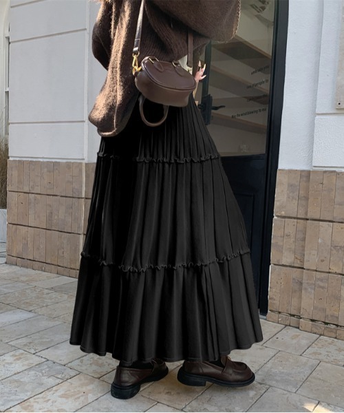 Doula Doula(ドゥーラドゥーラ)の「切り替えフレアニットスカート(スカート・レディース・アイボリー/ブラック/グレー・FREE)」の12枚目の写真