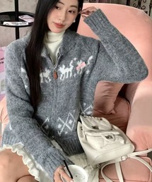 ルネ ♡ 高島屋限定 ピークスフリルスリーブ ジップアップカーディガン ルネ ♡ 高島屋限定 ピークスフリルスリーブ ジップアップ
