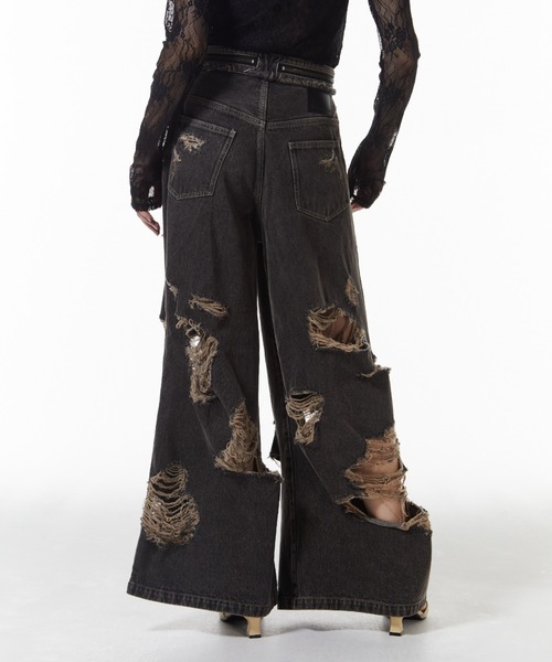 JOSE MOON（ジョゼムーン）の「ZIP DAMAGE DENIM/ジップダメージデニム（デニムパンツ・レディース・ブラウン/ベージュ・34/36/38）」の11枚目の写真