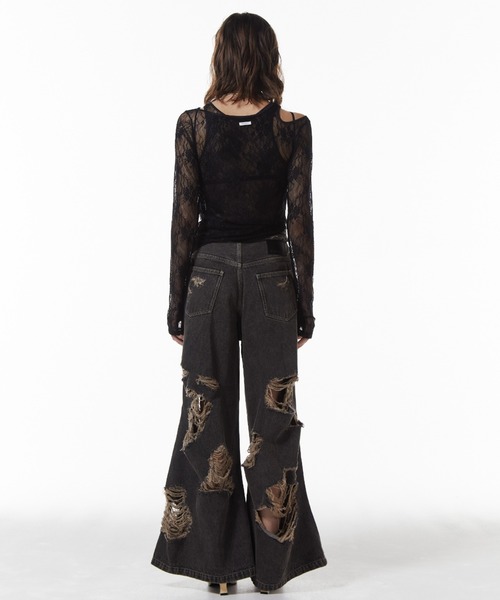 JOSE MOON（ジョゼムーン）の「ZIP DAMAGE DENIM/ジップダメージデニム（デニムパンツ・レディース・ブラウン/ベージュ・34/36/38）」の15枚目の写真