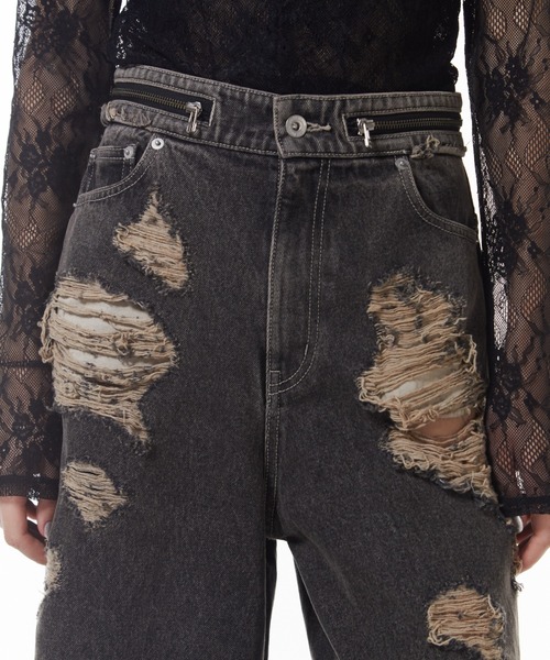 JOSE MOON（ジョゼムーン）の「ZIP DAMAGE DENIM/ジップダメージデニム（デニムパンツ・レディース・ブラウン/ベージュ・34/36/38）」の20枚目の写真