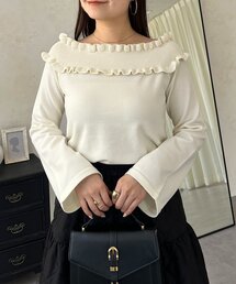 ギャザーフリルオフショルニット