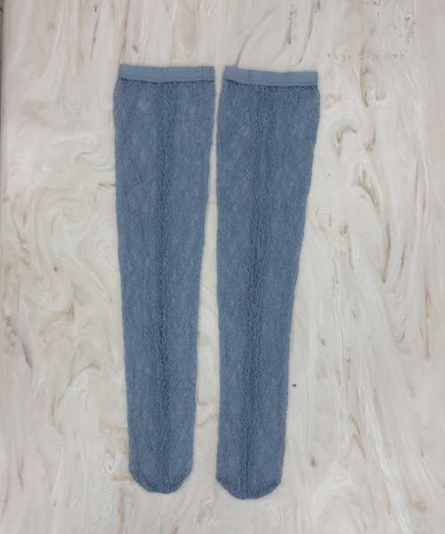 JOSE MOON（ジョゼムーン）の「LACE OVER-KNEE SOCKS/レースオーバーニーソックス（ソックス/靴下・レディース・ホワイト/レッド/ベージュ/ブラック/サックスブルー/グレー・FREE）」の5枚目の写真