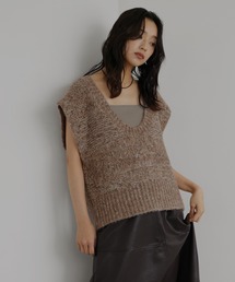 hellam | ミックスVネックニットベスト(ベスト)