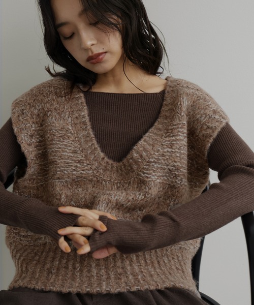 hellam（へラム）の「ミックスVネックニットベスト（ベスト）」 - WEAR