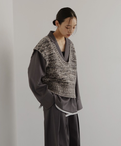 ミックスVネックニットベスト（ベスト）｜hellam（へラム）の