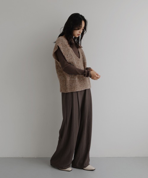 ミックスVネックニットベスト（ベスト）｜hellam（へラム）の