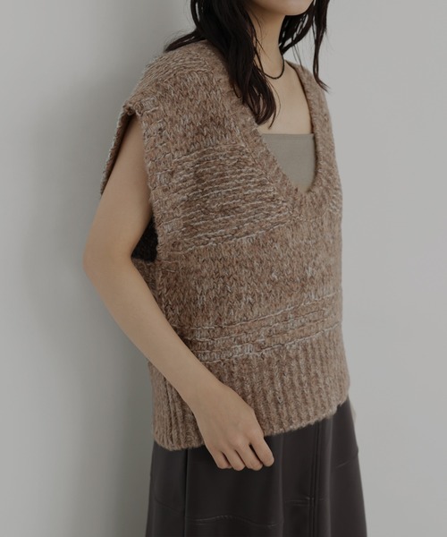 aLORS paris ニットベスト ブラウン aLORS paris ニットベスト ブラウン