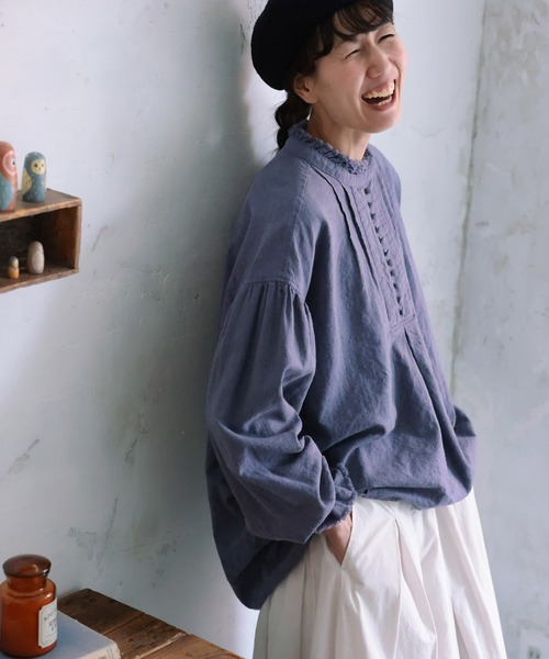 ソウルベリーブラウス　月影のブラウス　グレイッシュブルー soulberry（ソウルベリー） ブラウス シャツ 月影のブラウス