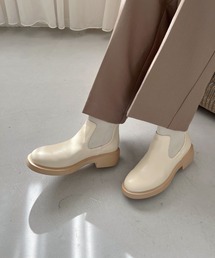 厚底 リブニット バックジップ ブーツ /52407