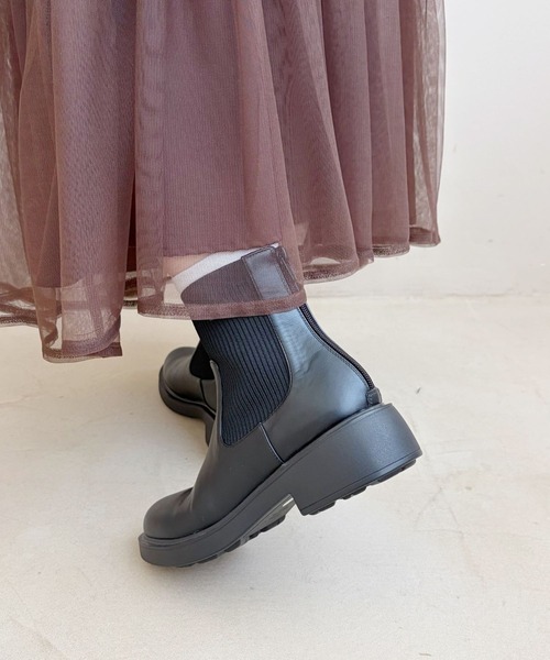 WA ORiental TRaffic(ダブルエーオリエンタルトラフィック)の「厚底 リブニット バックジップ ブーツ /52407(ブーツ・レディース・ブラック/ブラウン/ベージュ・S/M/L/LL/SS/3L)」の8枚目の写真