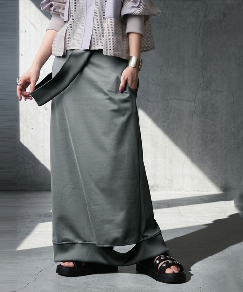 antiqua(アンティカ)の「Iライン リブスカート(スカート・レディース・グレー/ブラック・ONESIZE)」の7枚目の写真