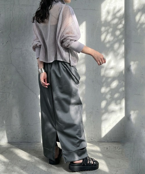 antiqua(アンティカ)の「Iライン リブスカート(スカート・レディース・グレー/ブラック・ONESIZE)」の8枚目の写真