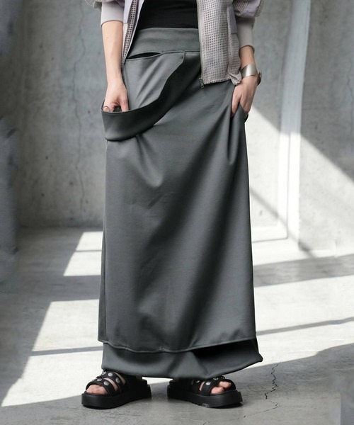 antiqua(アンティカ)の「Iライン リブスカート(スカート・レディース・グレー/ブラック・ONESIZE)」の9枚目の写真