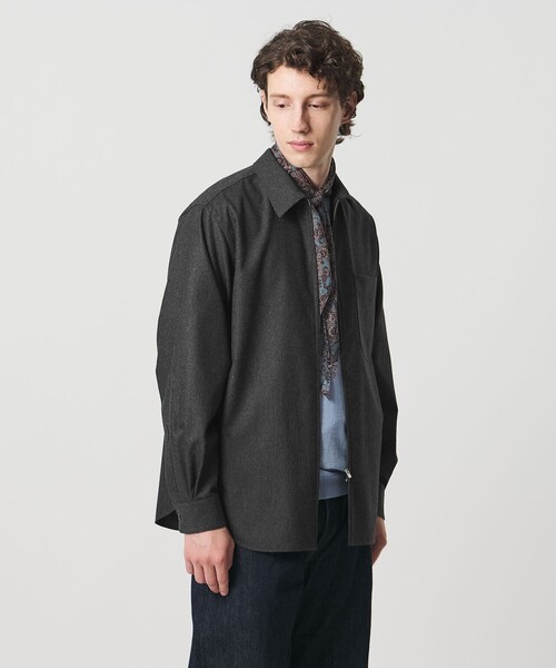 セール】ライトメルトン ジップアップ オーバーシャツ（シャツ