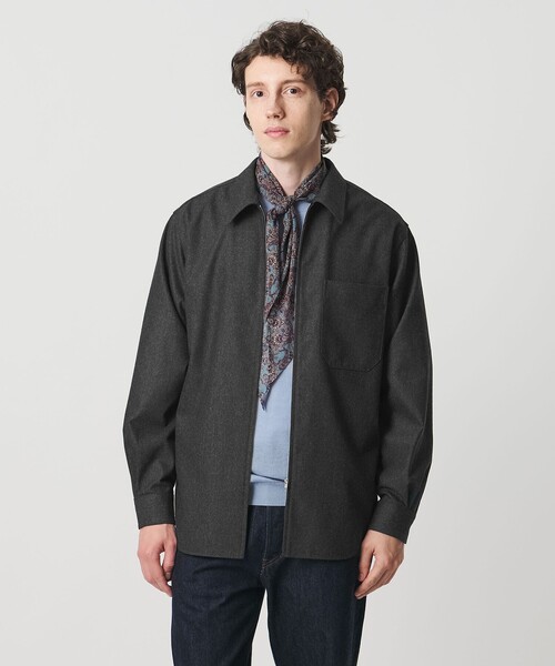 【新品未使用】ユナイテッドアローズ　ライトメルトン ジップオーバーシャツ セール】ライトメルトン ジップアップ オーバーシャツ（シャツ