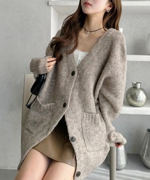 TREOVER（トレオーバー）の「【6色展開】軽くて暖かい　ブークレ Vネックニットカーディガン（カーディガン/ボレロ）」