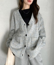 【6色展開】軽くて暖かい ブークレ Vネックニットカーディガン