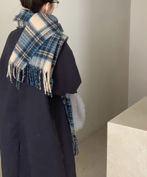 セール】大判チェック柄ストール（マフラー）｜2ly2（トゥーリートゥー