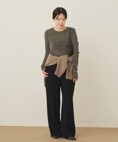 plage(プラージュ)の「《一部カラーWEB限定追加》Flocky Mesh ロンT(Tシャツ/カットソー・レディース・ベージュ/チャコールグレー/ブラック/ブラウン/ホワイト・FREE)」の16枚目の写真