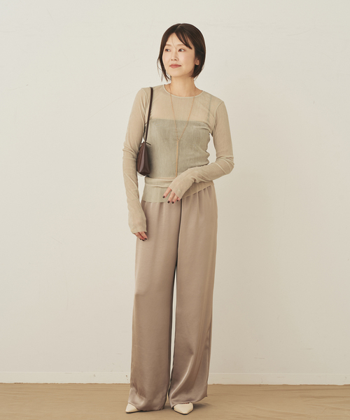 plage(プラージュ)の「《一部カラーWEB限定追加》Flocky Mesh ロンT(Tシャツ/カットソー・レディース・ベージュ/チャコールグレー/ブラック/ブラウン/ホワイト・FREE)」の20枚目の写真