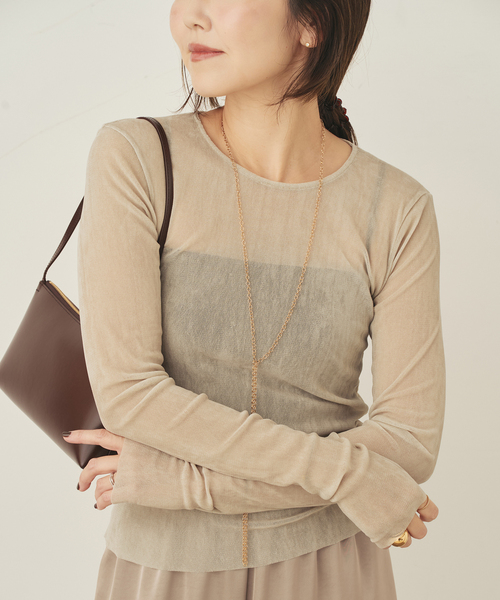 plage（プラージュ）の「《一部カラーWEB限定追加》Flocky Mesh ロンT