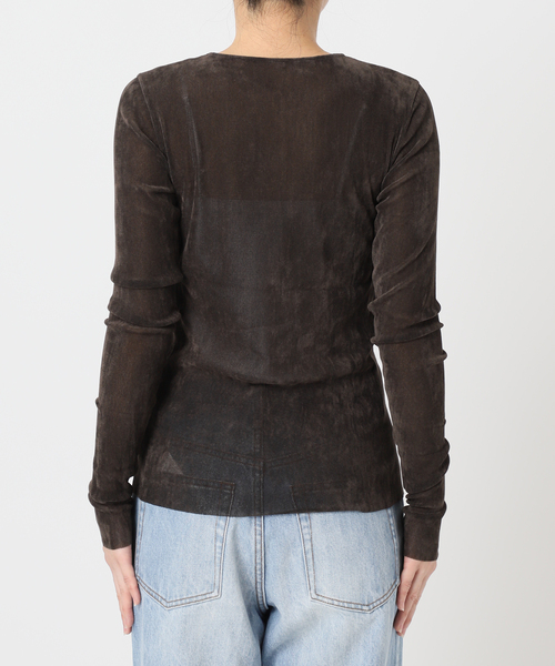 plage(プラージュ)の「《一部カラーWEB限定追加》Flocky Mesh ロンT(Tシャツ/カットソー・レディース・ベージュ/チャコールグレー/ブラック/ブラウン/ホワイト・FREE)」の13枚目の写真