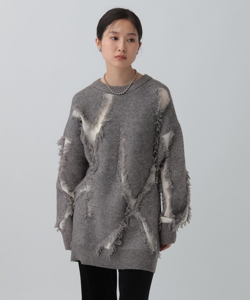 LEPSIM（レプシィム）の「フリンジニットチュニック　596398（ニット/セーター・レディース・レッド/ベージュ/ブラウン/グレー・FREE）」の2枚目の写真