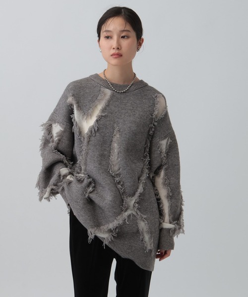 LEPSIM（レプシィム）の「フリンジニットチュニック　596398（ニット/セーター・レディース・レッド/ベージュ/ブラウン/グレー・FREE）」の5枚目の写真