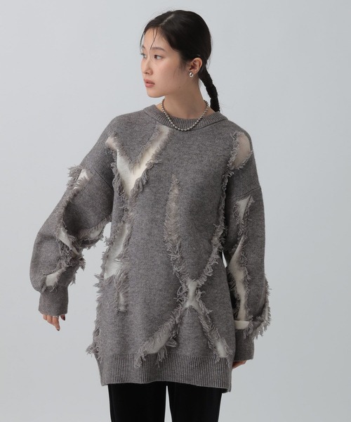 LEPSIM（レプシィム）の「フリンジニットチュニック　596398（ニット/セーター・レディース・レッド/ベージュ/ブラウン/グレー・FREE）」の6枚目の写真