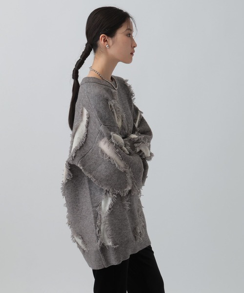 LEPSIM（レプシィム）の「フリンジニットチュニック　596398（ニット/セーター・レディース・レッド/ベージュ/ブラウン/グレー・FREE）」の7枚目の写真