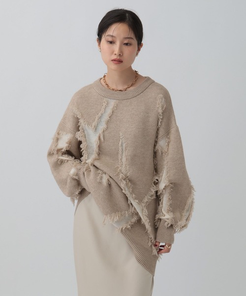 LEPSIM（レプシィム）の「フリンジニットチュニック　596398（ニット/セーター・レディース・レッド/ベージュ/ブラウン/グレー・FREE）」の11枚目の写真