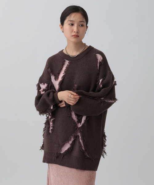 LEPSIM（レプシィム）の「フリンジニットチュニック　596398（ニット/セーター・レディース・レッド/ベージュ/ブラウン/グレー・FREE）」の18枚目の写真