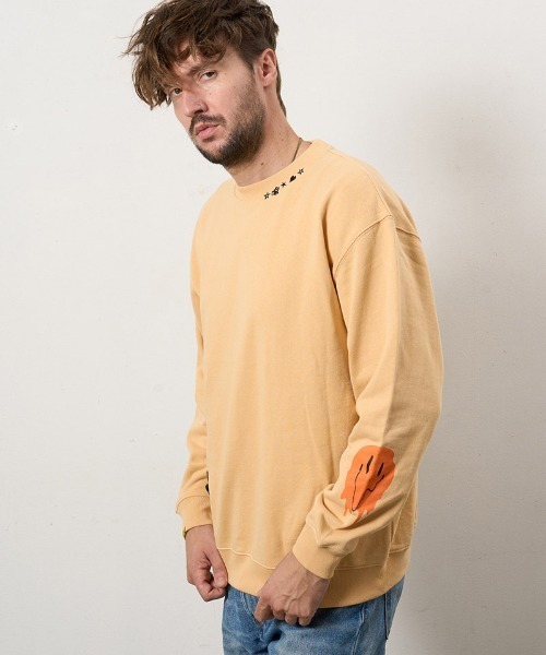 STUD MUFFIN（スタッドマフィン）の「msw1807-オーセンティックパイル ウェービーロゴ スマイルスエットシャツ(614-02856)（スウェット・メンズ・イエロー/ホワイト/ブラック/チャコールグレー・2/3/4）」の4枚目の写真