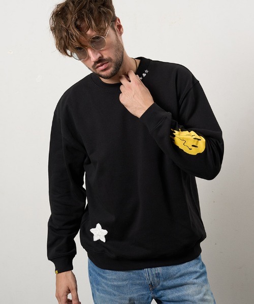 STUD MUFFIN（スタッドマフィン）の「msw1807-オーセンティックパイル ウェービーロゴ スマイルスエットシャツ(614-02856)（スウェット・メンズ・イエロー/ホワイト/ブラック/チャコールグレー・2/3/4）」の5枚目の写真