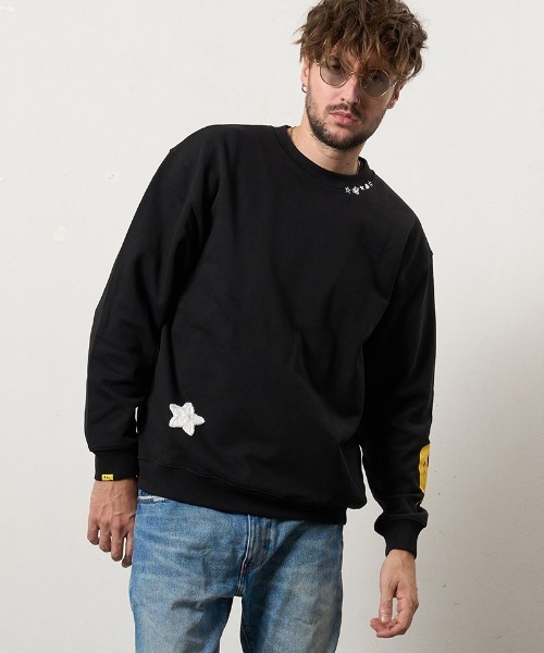 STUD MUFFIN（スタッドマフィン）の「msw1807-オーセンティックパイル ウェービーロゴ スマイルスエットシャツ(614-02856)（スウェット・メンズ・イエロー/ホワイト/ブラック/チャコールグレー・2/3/4）」の6枚目の写真