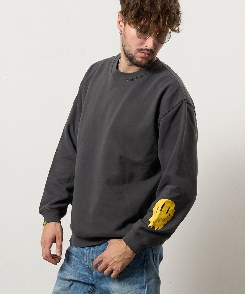 STUD MUFFIN（スタッドマフィン）の「msw1807-オーセンティックパイル ウェービーロゴ スマイルスエットシャツ(614-02856)（スウェット・メンズ・イエロー/ホワイト/ブラック/チャコールグレー・2/3/4）」の11枚目の写真